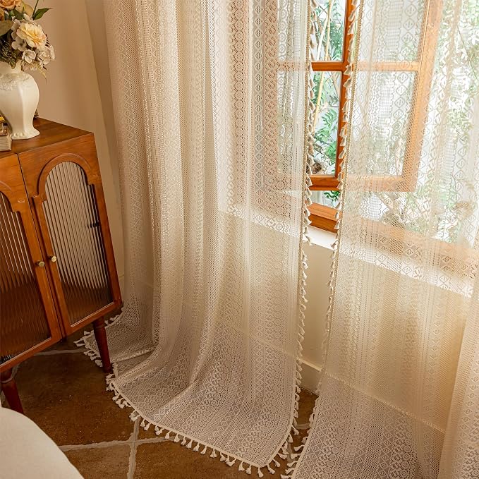 Sutuo Home Beige Lace Boho Curtains by SutuoHome