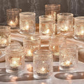 30 Pack Clear Glass Votive Candle Holders, Vintage Candle Holder Bulk, Tealight by Hlukana