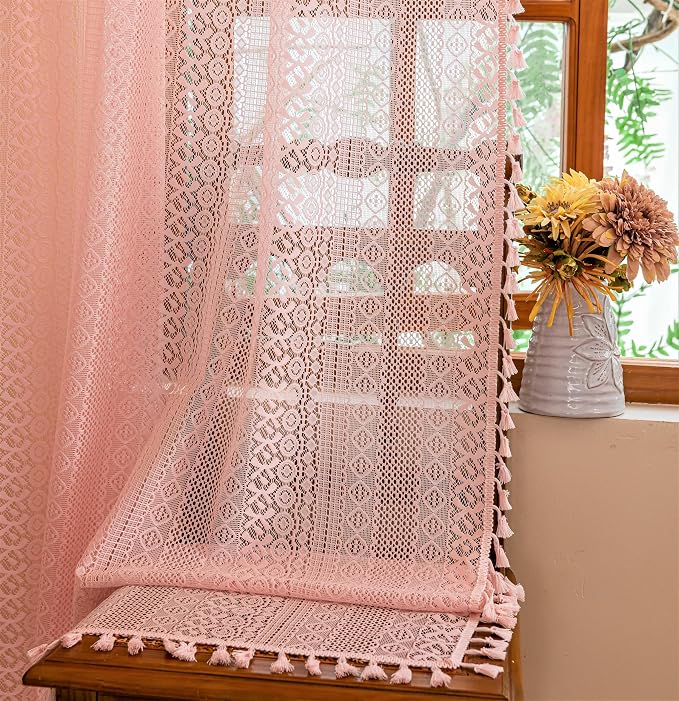 Sutuo Home Light Pink Boho Curtains 84 inches Long - Image 9