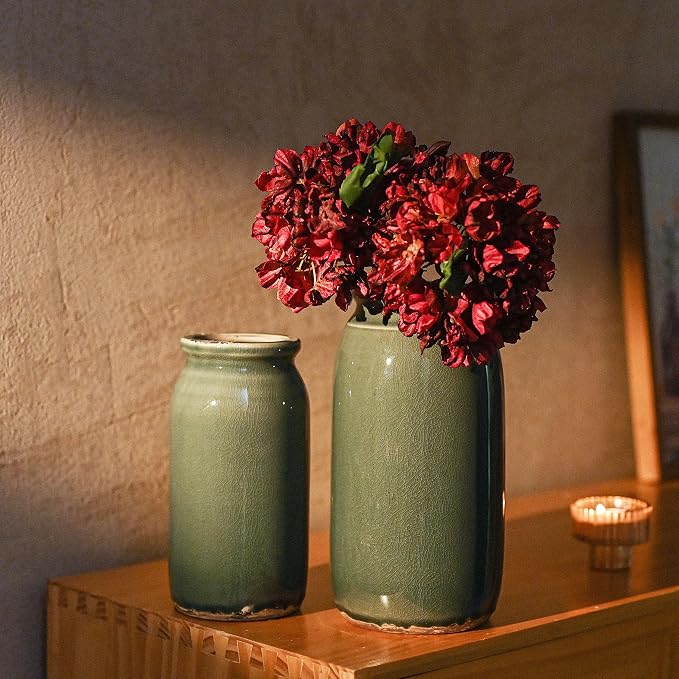 VICTOR & TERESA Rustic Large Blue and Grey Vase - Image 5