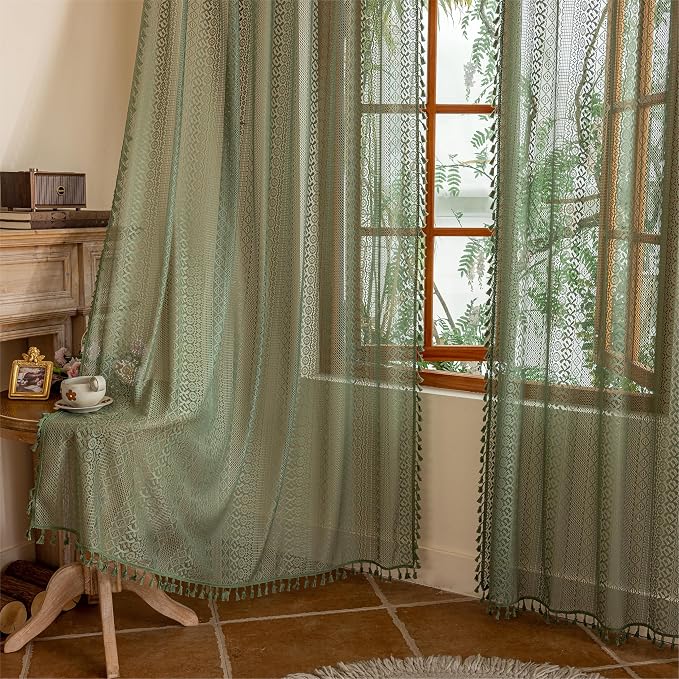 Sutuo Home Boho Sheer Curtains 63 Inch Length - Image 7