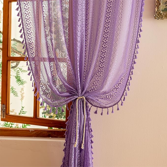 Sutuo Home Lavendar Boho Curtains 84 inches Long - Image 4