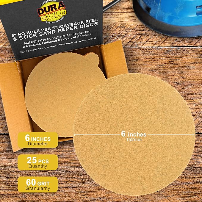 Dura-Gold Premium 6" Gold PSA Sanding Discs - Image 2