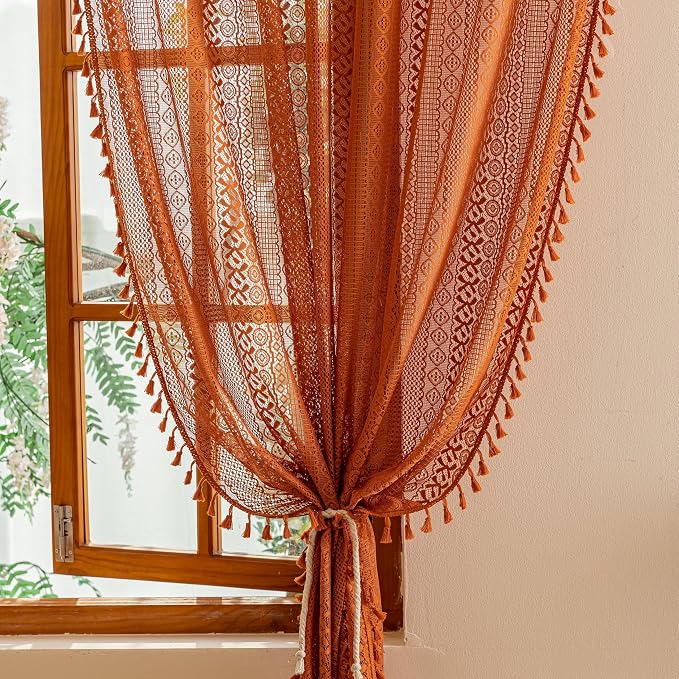 Sutuo Home Boho Sheer Curtains 63 Inch Length - Image 3