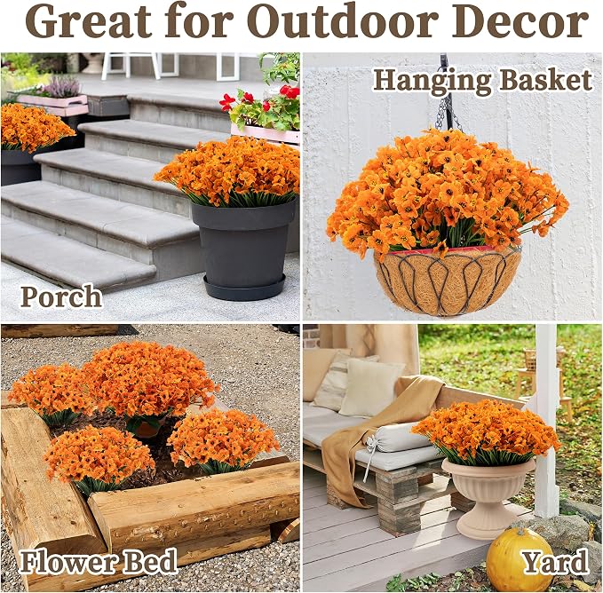 ColoPlay Artificial Mums for Outdoors, 24 Bundles Fake Flowers Fall Decor | - Image 5